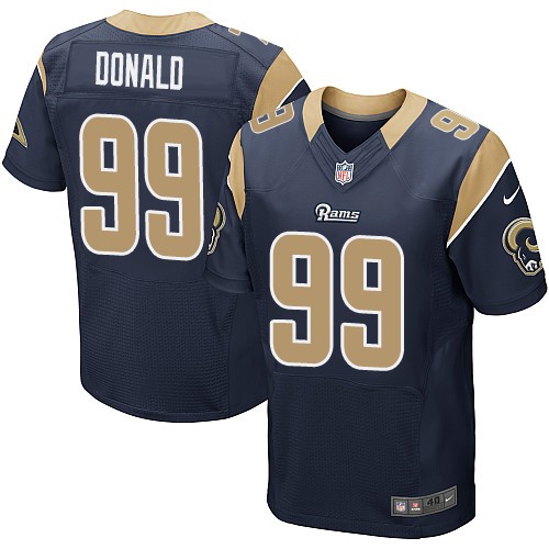 Men's Elite Aaron Donald Nike Jersey Navy Blue Home - #99 NFL Los Angeles Rams